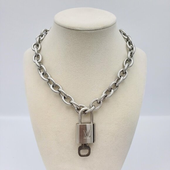Louis Vuitton Jewelry - Authentic Louis Vuitton Padlock w/Unbranded Stainless Steel Plated Silver Chain